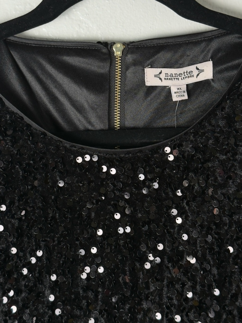 New Nanette Lepore Women’s Black Sequin Puff Sleeve Top XL - Picture 5 of 8